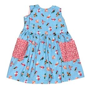 Penelope Mae Handmade Bird Print Vintage Dress Girls 2T Blue